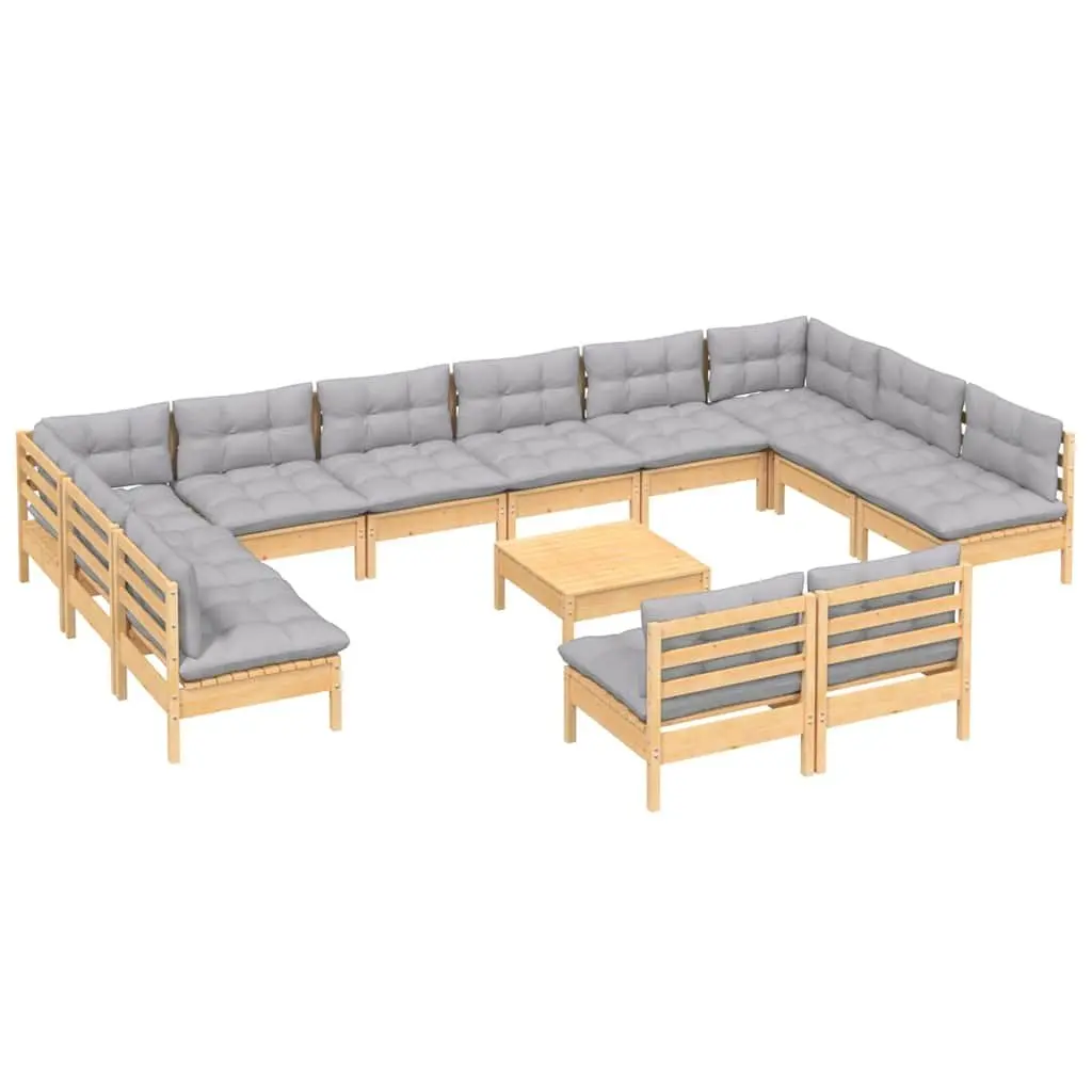 Garden Lounge Set 13 Piece Outdoor Furniture Patio Sofa Grey Cushions Modular