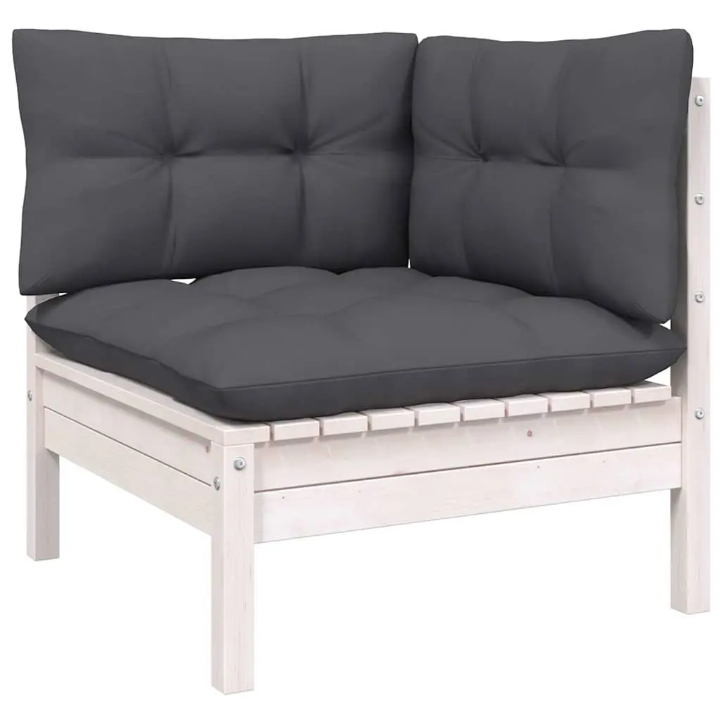 Garden Lounge Set 11 Piece Solid Pinewood Patio Furniture with Cushions White
