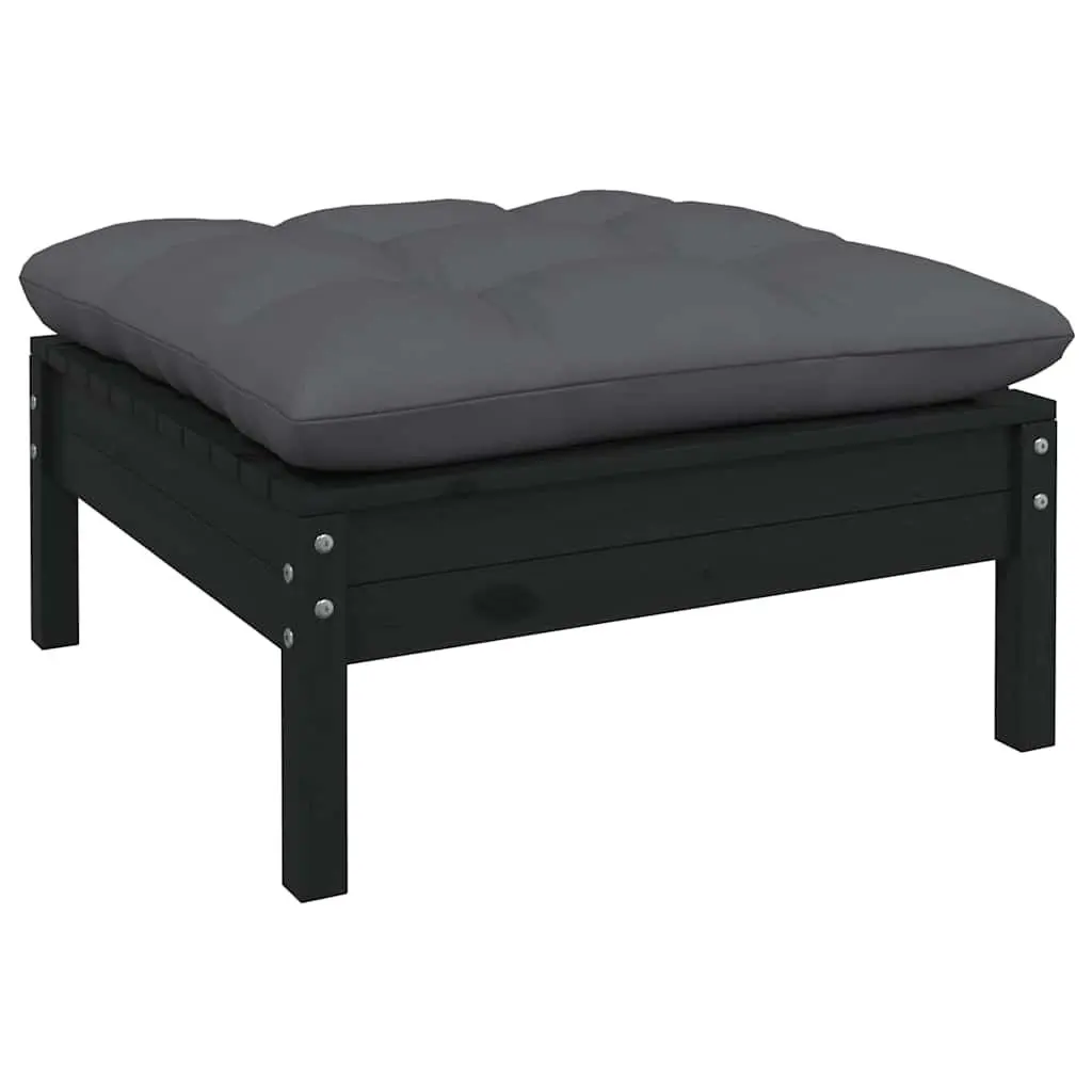 Garden Lounge Set 12 Piece Outdoor Furniture Solid Pinewood Black with Cushions