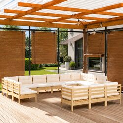 Garden Lounge Set 13 Piece Outdoor Furniture Pinewood Patio Modular Lounge with