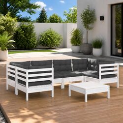 7 Piece Garden Lounge Set with Cushions White Outdoor Patio Furniture Modular