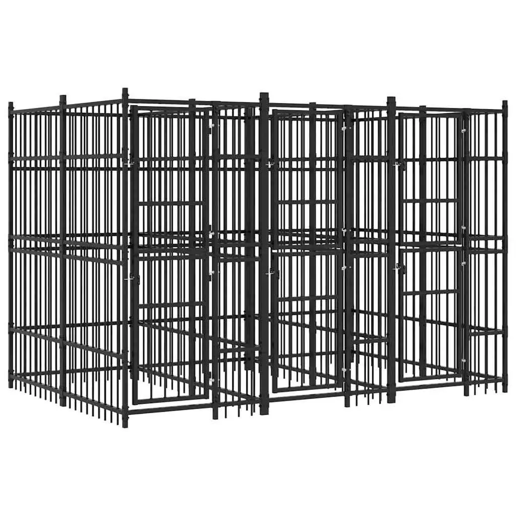 Dog Kennel Outdoor Run Steel Exercise Pen Heavy Duty Black
