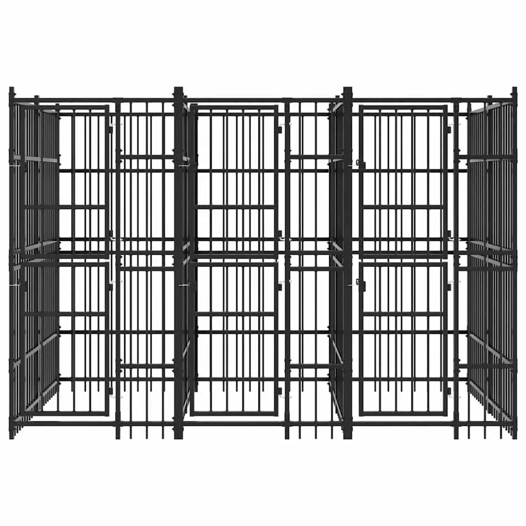 Dog Kennel Outdoor Run Steel Exercise Pen Heavy Duty Black