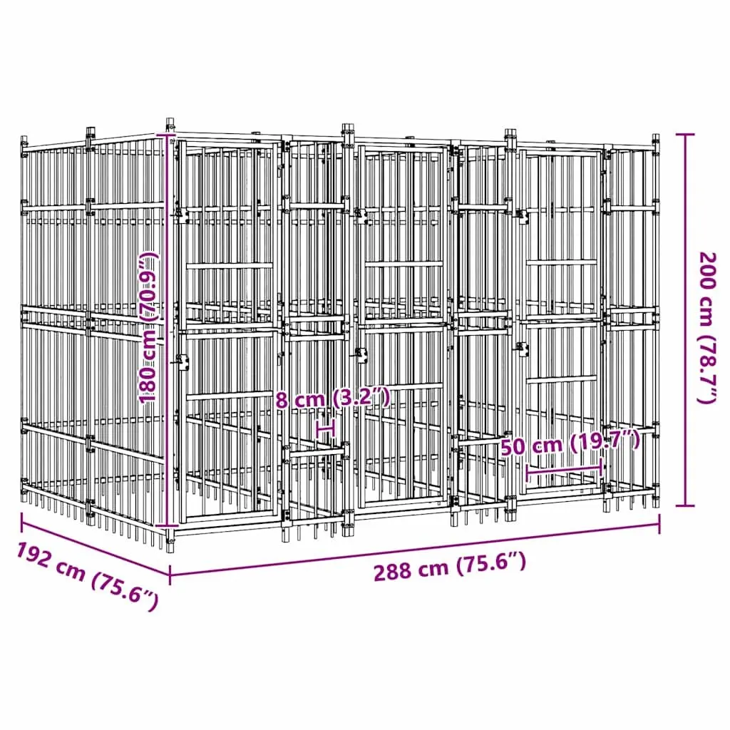 Dog Kennel Outdoor Exercise Pen Steel Frame Large Black