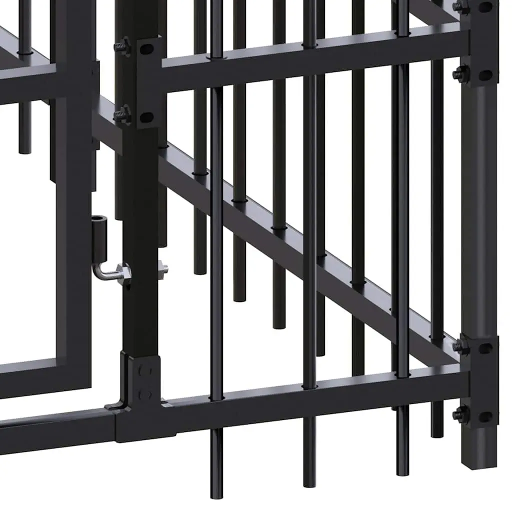 Dog Kennel Outdoor Exercise Pen Steel Frame Large Black