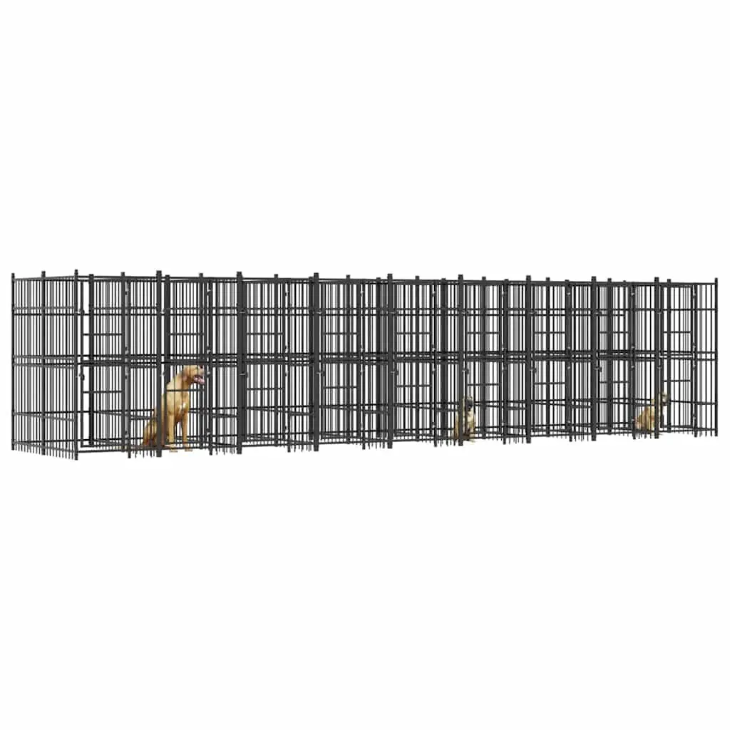 Dog Kennel Outdoor Steel Exercise Run Pen Large Play Area Black