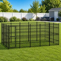 Steel Dog Kennel Outdoor Run Exercise Enclosure Large Play Pen Secure Pet House
