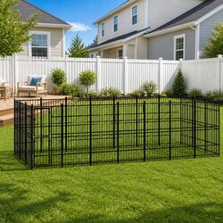 Dog Kennel Steel Outdoor Run Enclosure Exercise Pen Lockable Door Hinged Latch