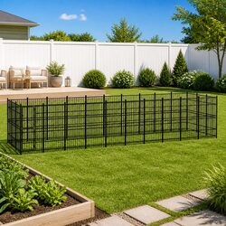 Dog Kennel Outdoor Steel Exercise Enclosure Large Play Run Pen Black 27.65m²