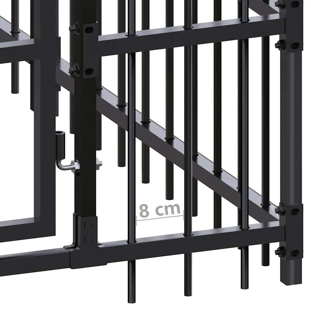 Dog Kennel Steel Outdoor Enclosure Large Ventilated Run 18.43 m² Black
