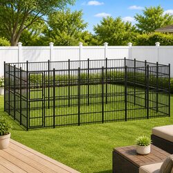 Dog Kennel Outdoor Run Enclosure Steel Exercise Pen Play Space Secure Safe