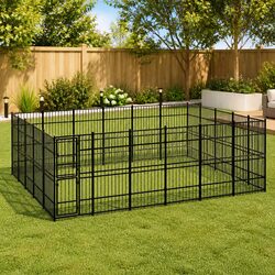 Dog Kennel Steel Outdoor Run Exercise Pen Enclosure Puppy Large Pet Play Area