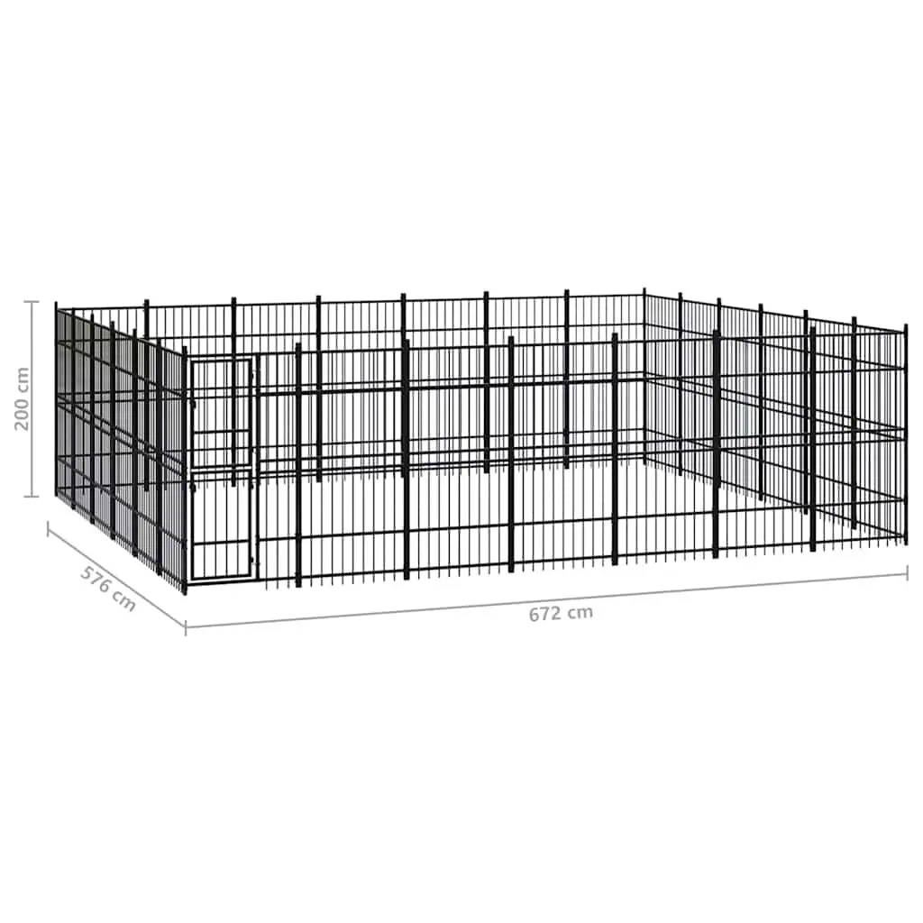 Outdoor Dog Kennel Steel Pet Enclosure 38.71m² Black