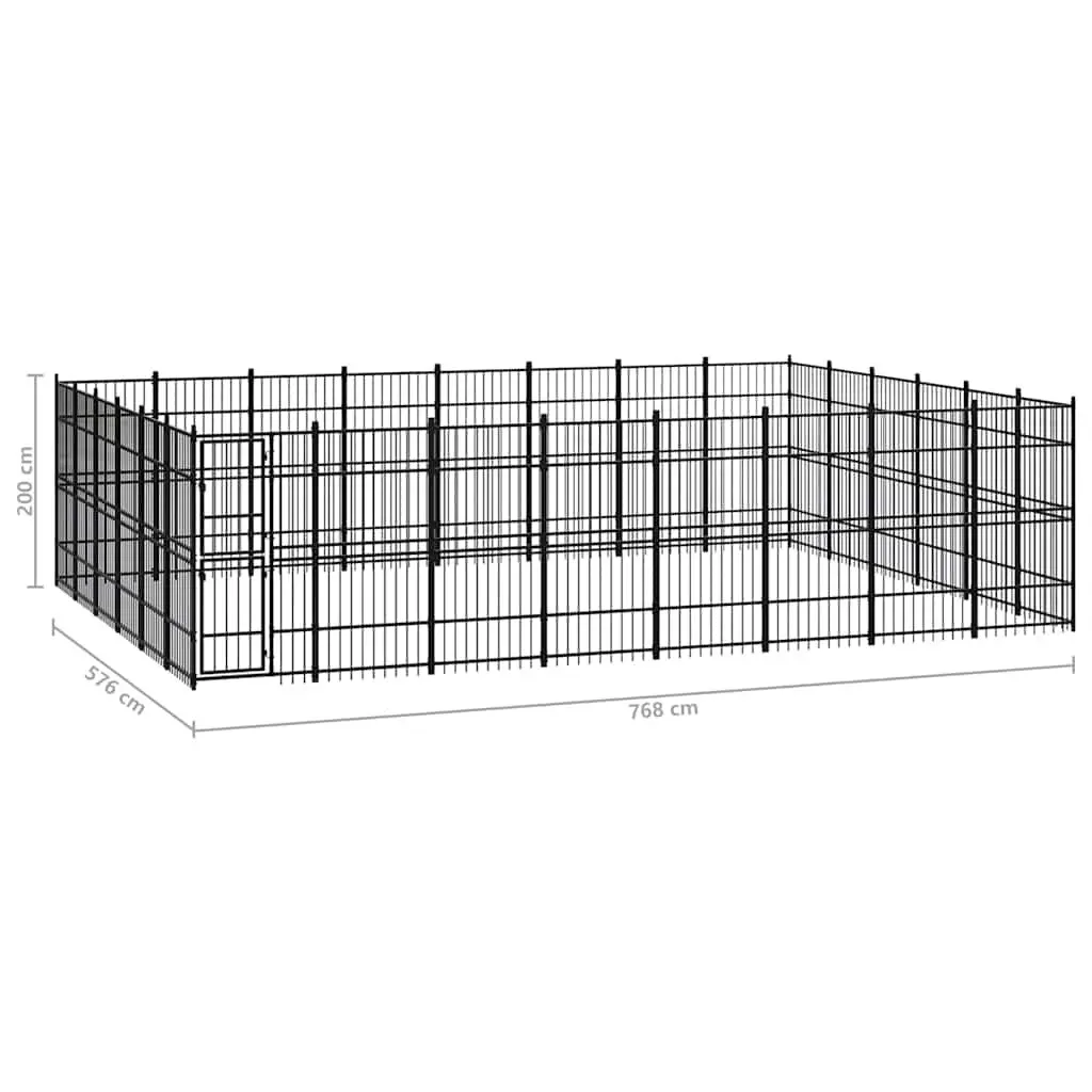 Dog Kennel Outdoor Steel Run Exercise Enclosure Large Black