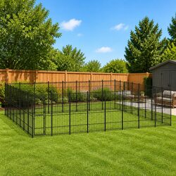 Outdoor Dog Kennel Steel Large Exercise Run Enclosure Secure Lockable Door