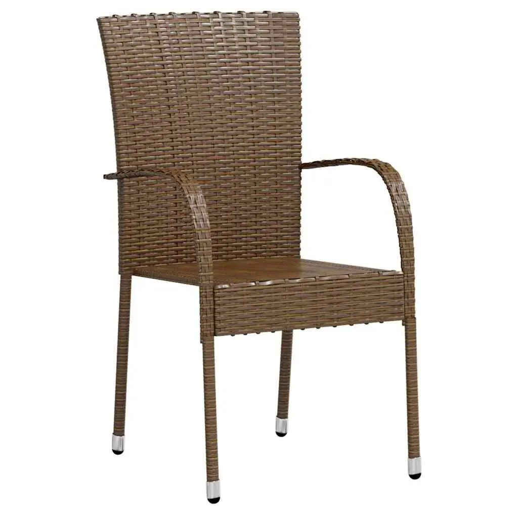 Garden Dining Set 3 Piece Outdoor Patio Furniture Brown Poly Rattan Table Chairs