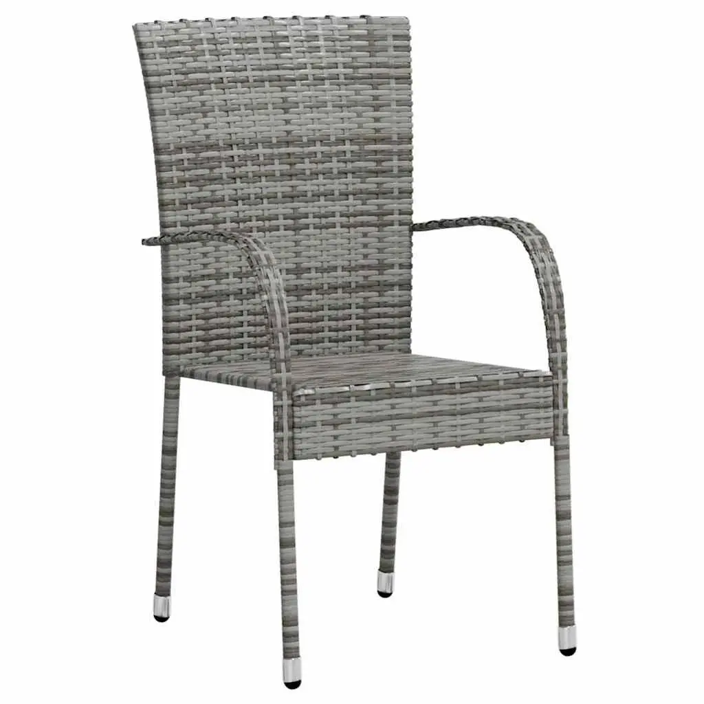 3 Piece Outdoor Dining Set Garden Patio Furniture Grey Poly Rattan Table Chairs