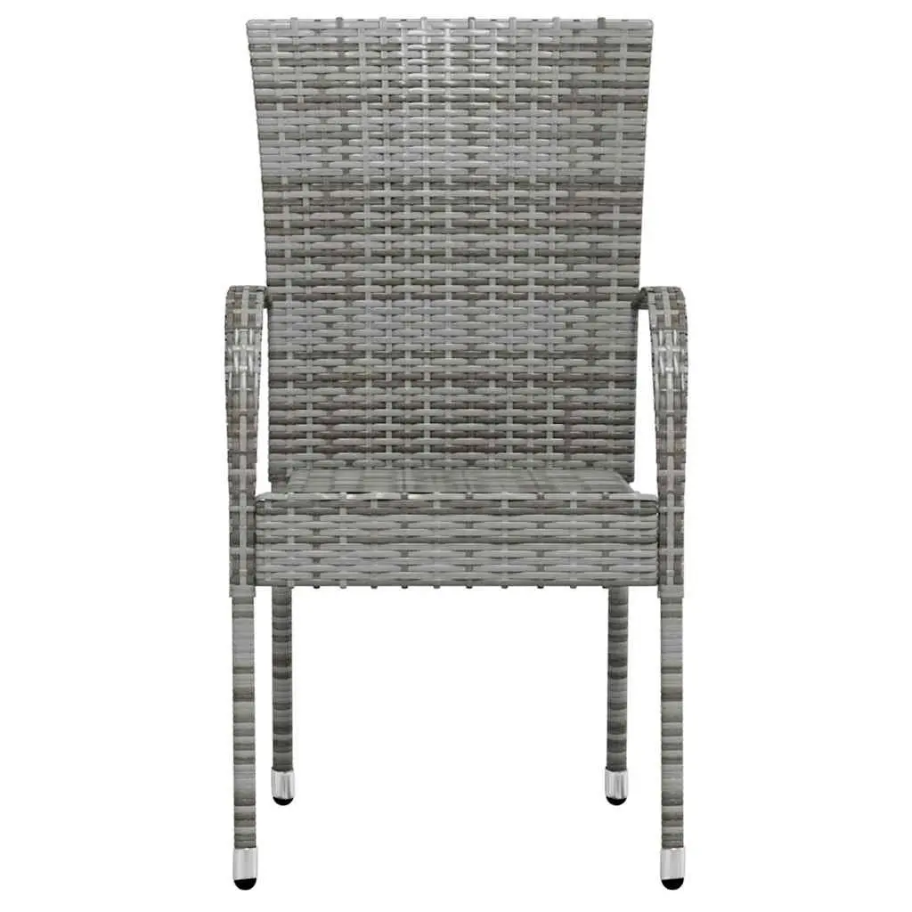 3 Piece Outdoor Dining Set Garden Patio Furniture Grey Poly Rattan Table Chairs
