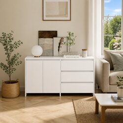 2 Piece Sideboard White Storage Cabinet Buffet Furniture Decor Display Unit