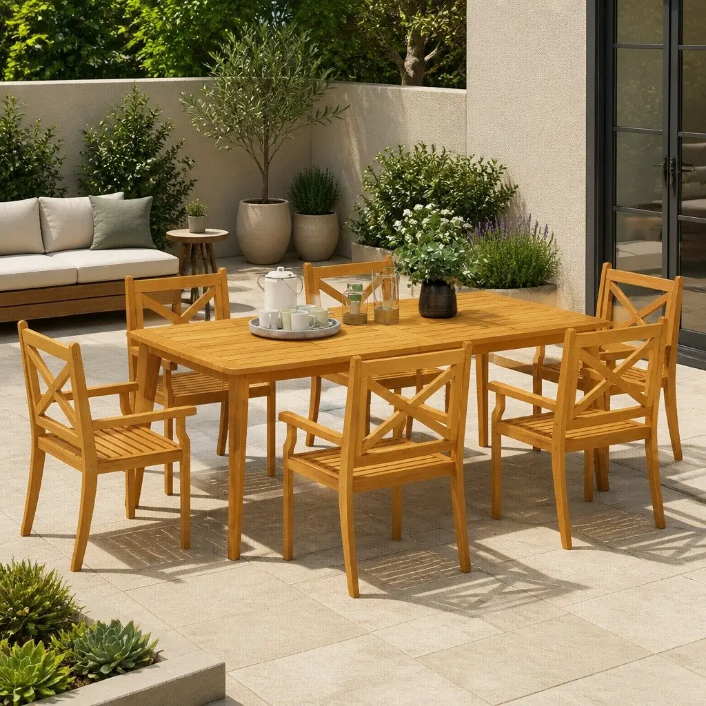 Outdoor Dining Chairs Set 6 pcs Garden Patio Seating Wood Furniture Brown
