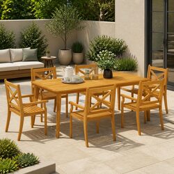 Outdoor Dining Chairs Set 6 pcs Garden Patio Seating Wood Furniture Brown