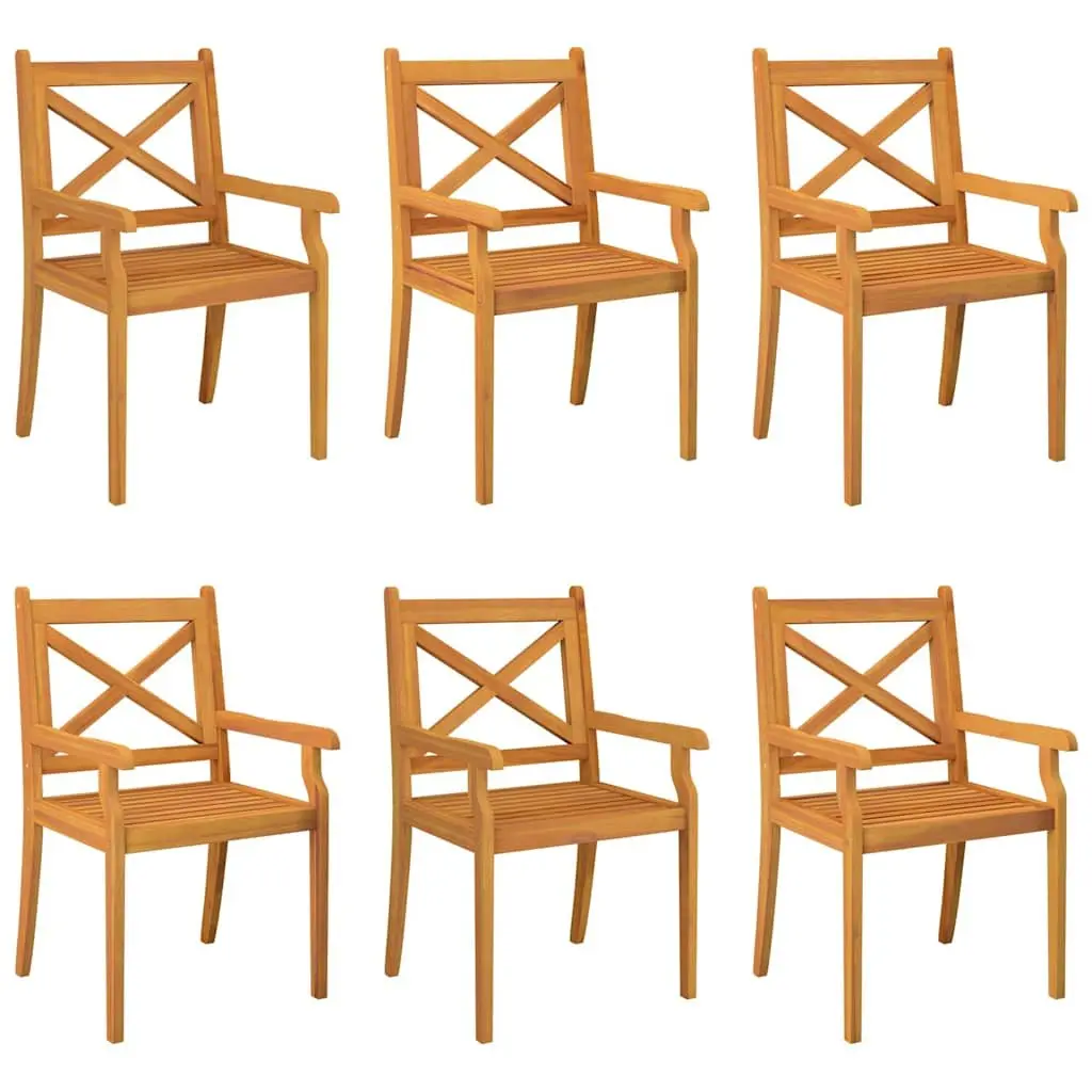 Outdoor Dining Chairs Set 6 pcs Garden Patio Seating Wood Furniture Brown