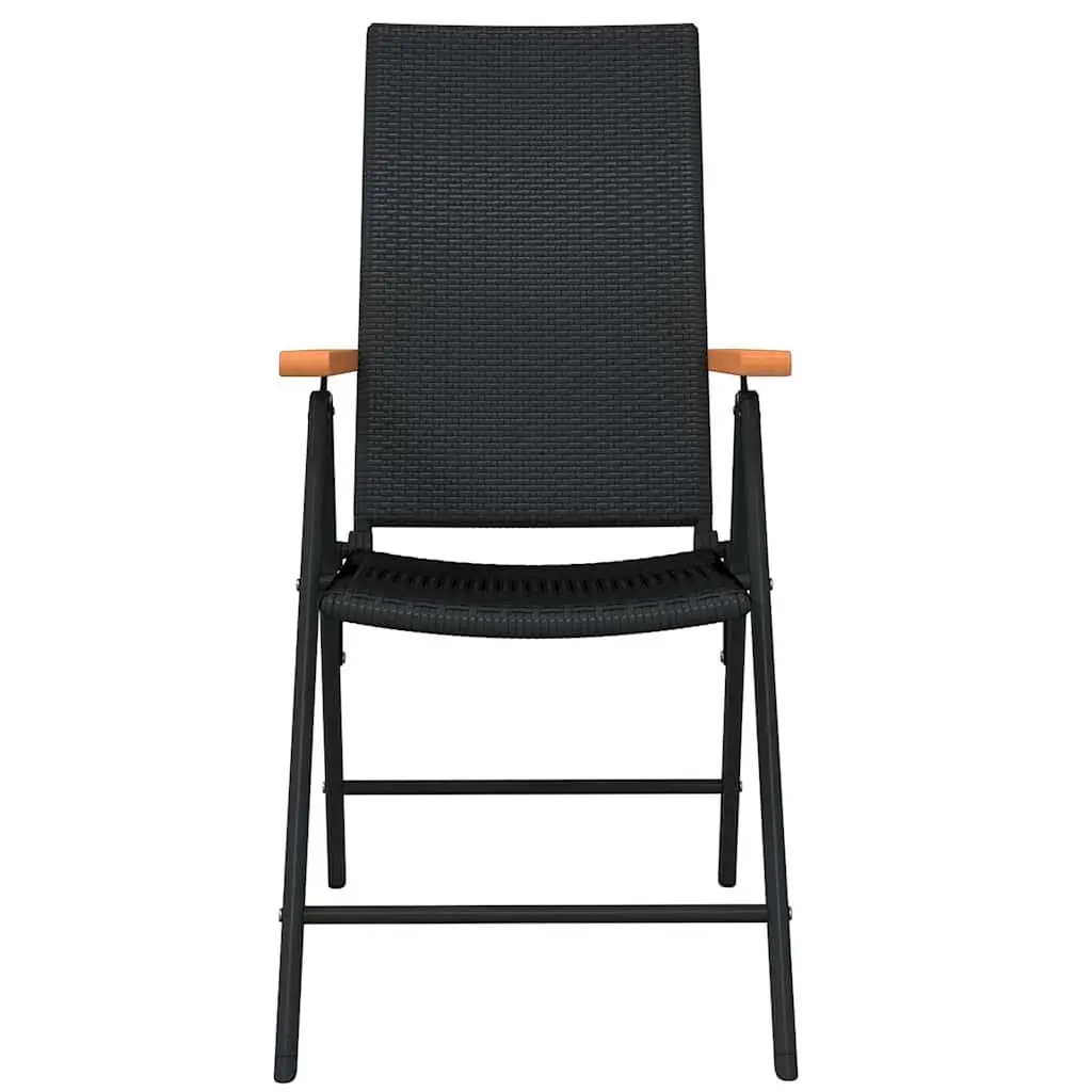 Garden Dining Set 3 Piece Outdoor Patio Furniture Black Glass Table Rattan