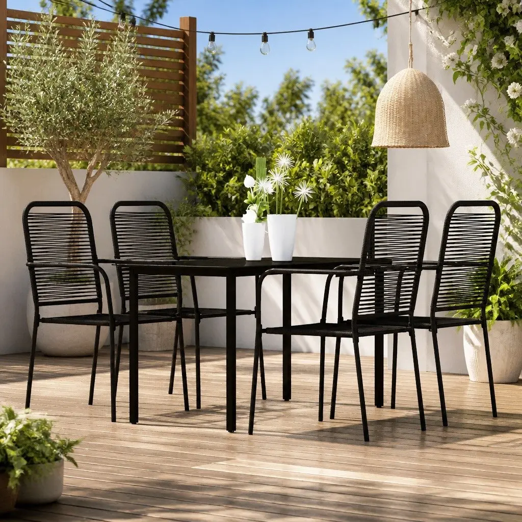 5 Piece Garden Dining Set Black Outdoor Patio Furniture Table Chairs