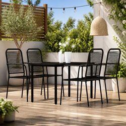 5 Piece Garden Dining Set Black Outdoor Patio Furniture Table Chairs