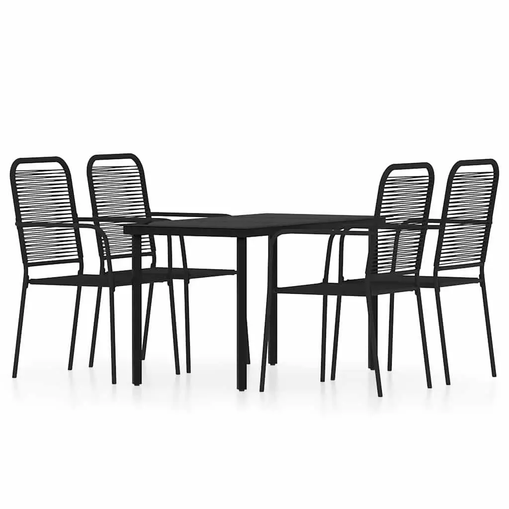 5 Piece Garden Dining Set Black Outdoor Patio Furniture Table Chairs