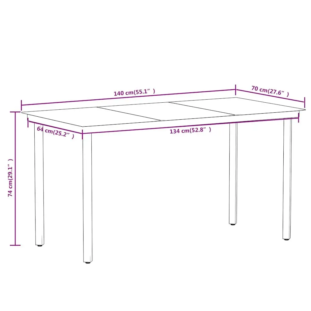 5 Piece Garden Dining Set Black Outdoor Patio Furniture Table Chairs