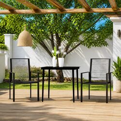 Garden Dining Set 3 Piece Outdoor Patio Furniture Table Chairs Black