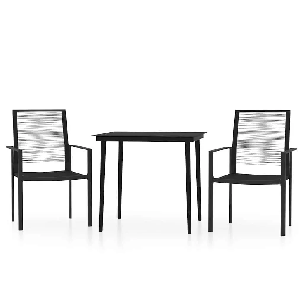Garden Dining Set 3 Piece Outdoor Patio Furniture Table Chairs Black