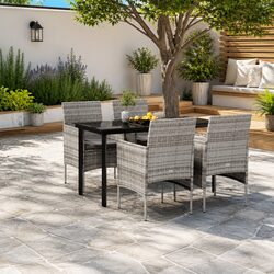 Garden Dining Set 5 Piece Outdoor Furniture Table Chairs Cushions Grey Black