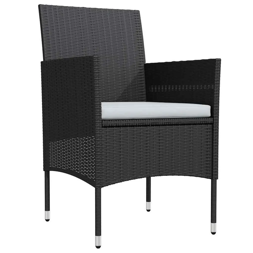 5 Piece Outdoor Garden Dining Set Black Steel Rattan Chairs Glass Table