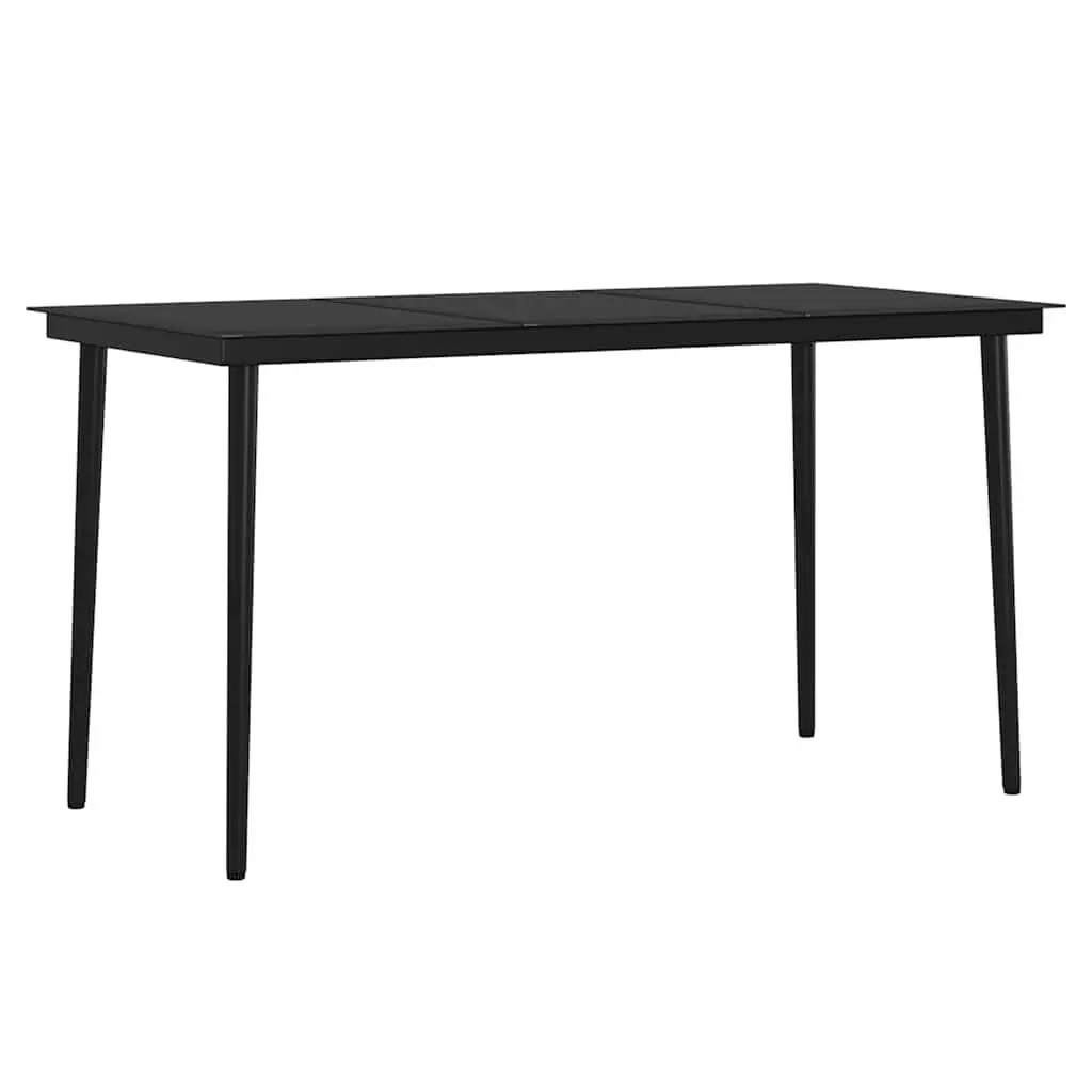 7 Piece Outdoor Dining Set with Cushions Black Garden Patio Furniture Table