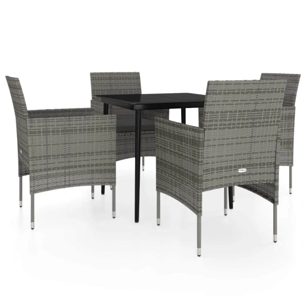 5 Piece Outdoor Dining Set Garden Furniture Table Chairs Grey Black Patio
