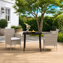 Outdoor Garden Dining Set 3 Piece Rattan Chairs Glass Table Patio Furniture