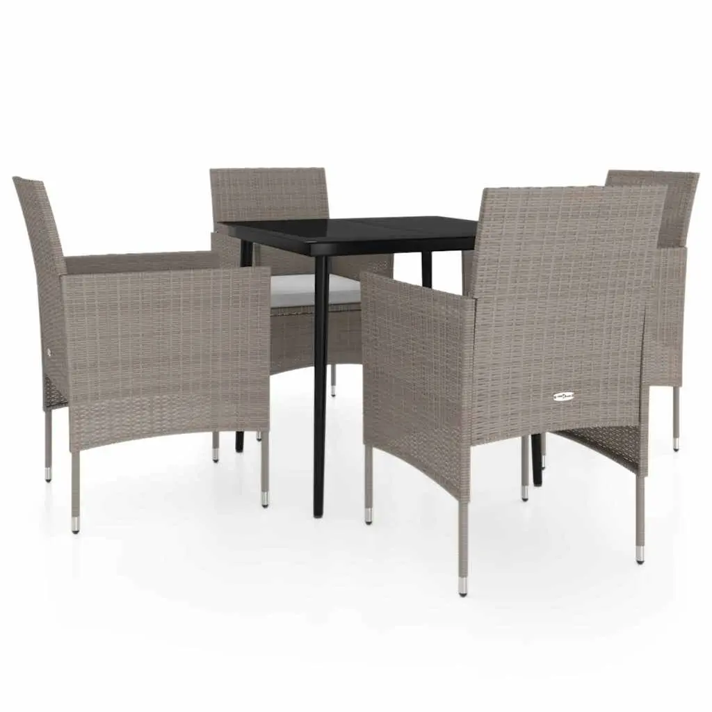 Outdoor Dining Set 5 Piece Garden Furniture Table Chairs Cushions Beige and Black