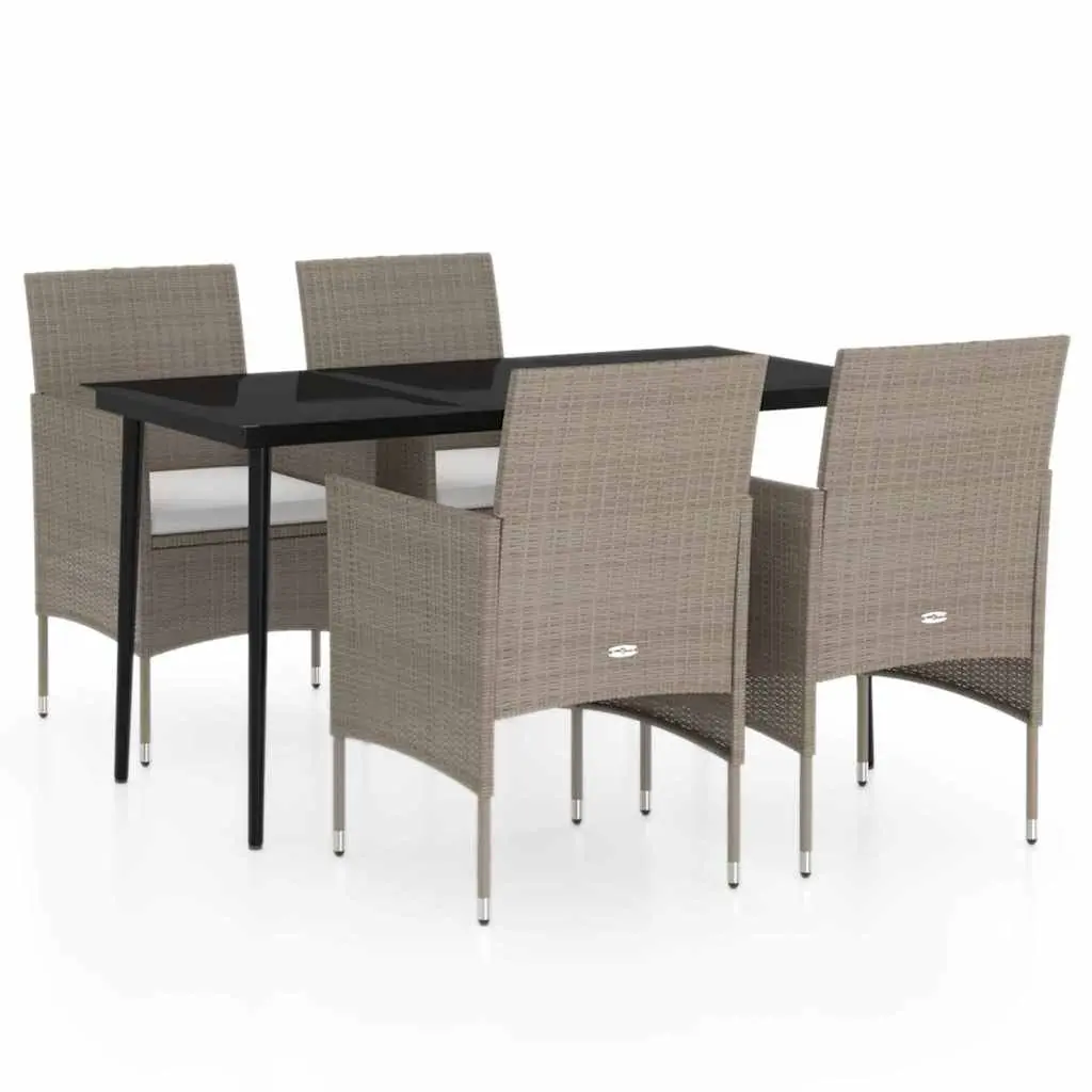 Outdoor Dining Set 5 Piece Garden Furniture Table Chairs with Cushions Beige