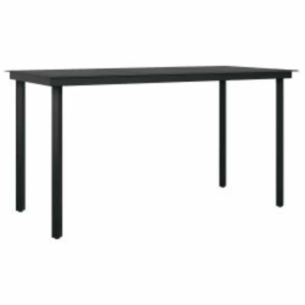 Outdoor Dining Set 5 Piece Glass Table Rattan Chairs with Cushions Black