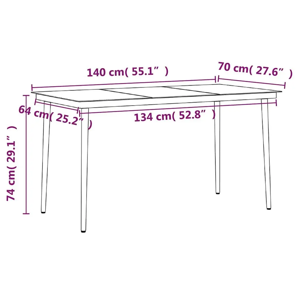Outdoor Dining Set 5 Piece Garden Furniture with Cushions Black Steel Rattan