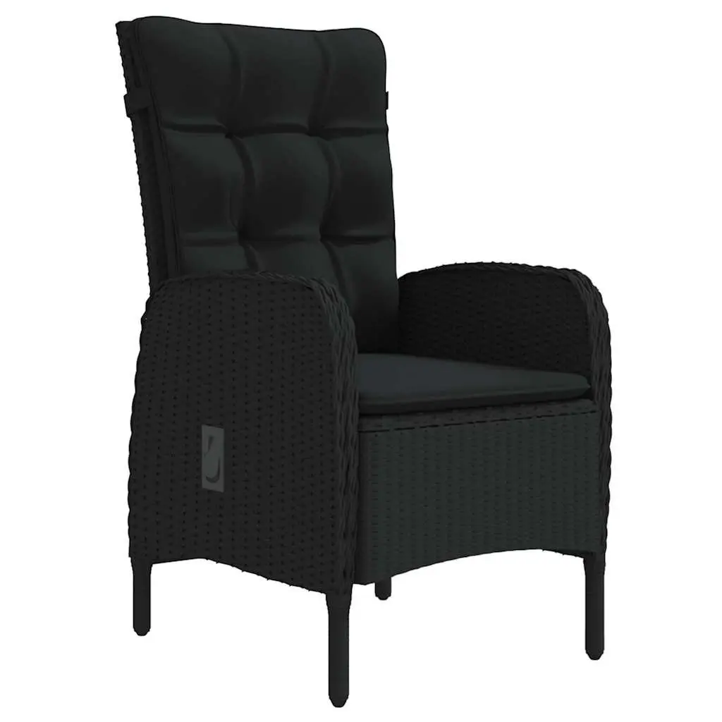 Garden Dining Set 9 Piece Outdoor Furniture Black Glass Table and Water-resistant PE Rattan Chairs with Cushions