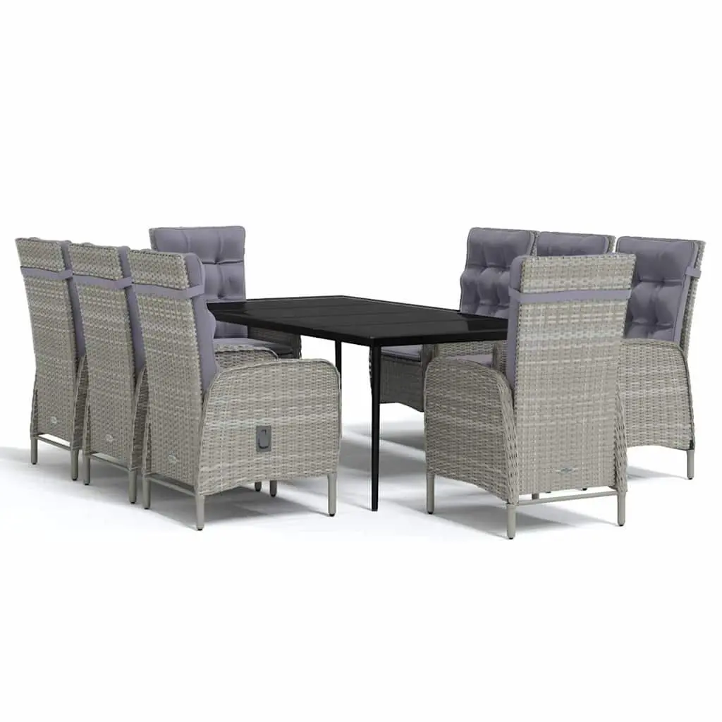 Garden Dining Set 9 Piece Outdoor Furniture Cushions Grey Black