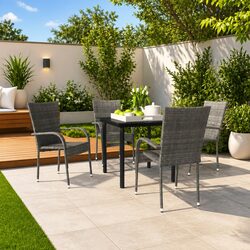 5 Piece Garden Dining Set Outdoor Patio Furniture Table Chairs Grey Black