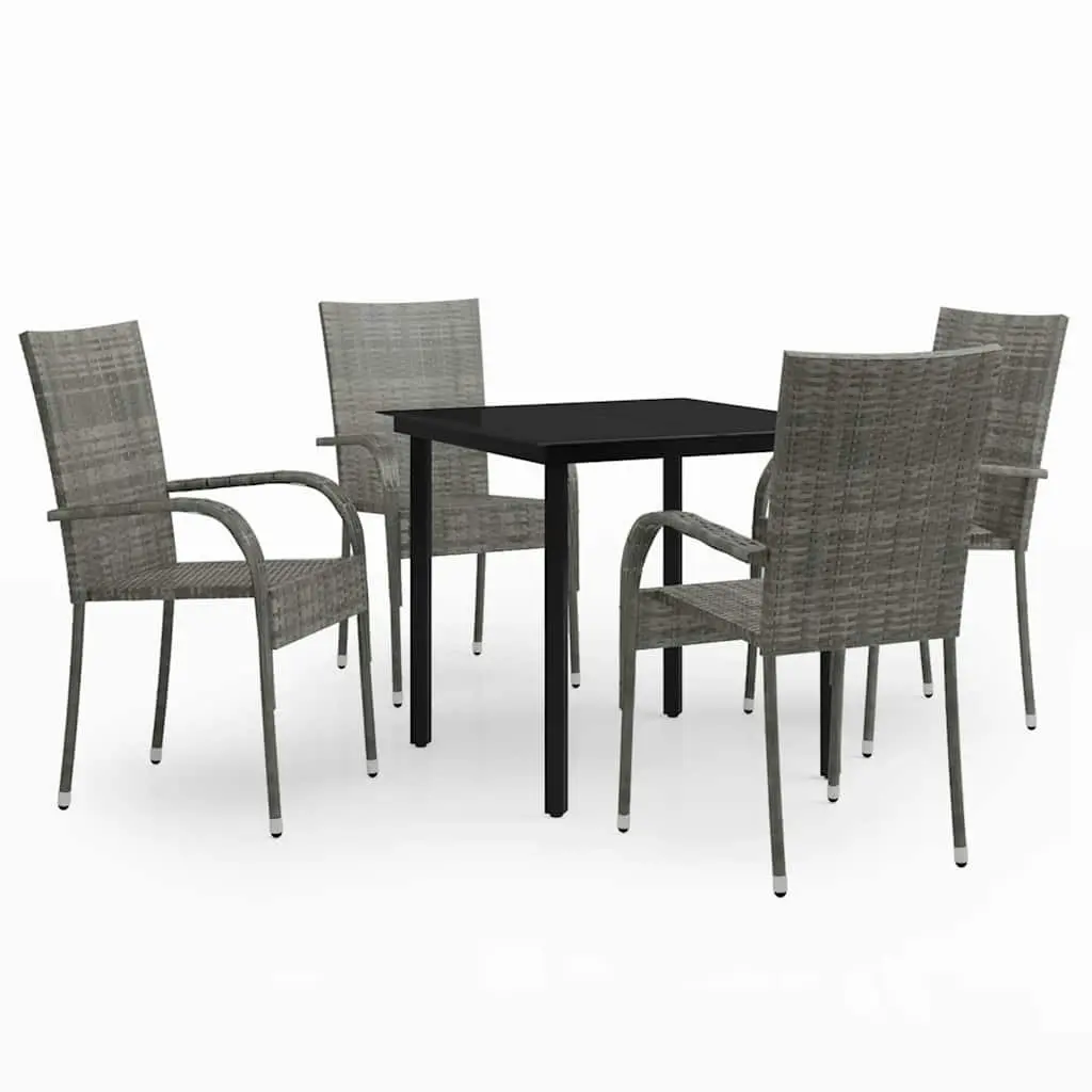 5 Piece Garden Dining Set Outdoor Patio Furniture Table Chairs Grey Black