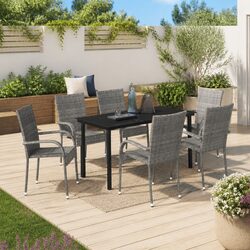 Garden Dining Set 7 Piece Outdoor Furniture Table Chairs Glass Top Patio