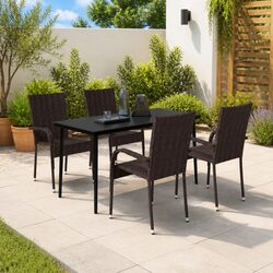 Garden Dining Set 5 Piece Outdoor Furniture Brown Black Table Chairs Patio