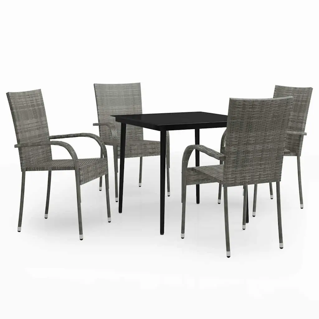 Outdoor Dining Set 5 Piece Garden Furniture Table Chairs Steel Frame Rattan