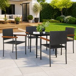 Garden Dining Set 5 Piece Outdoor Furniture Black Table Chairs Patio Rattan